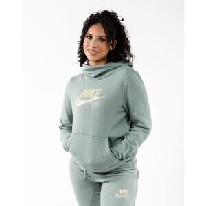 NEW Nike Club Fleece Glitter Funnel Sweatshirt Women’s Medium Green DO6195-357